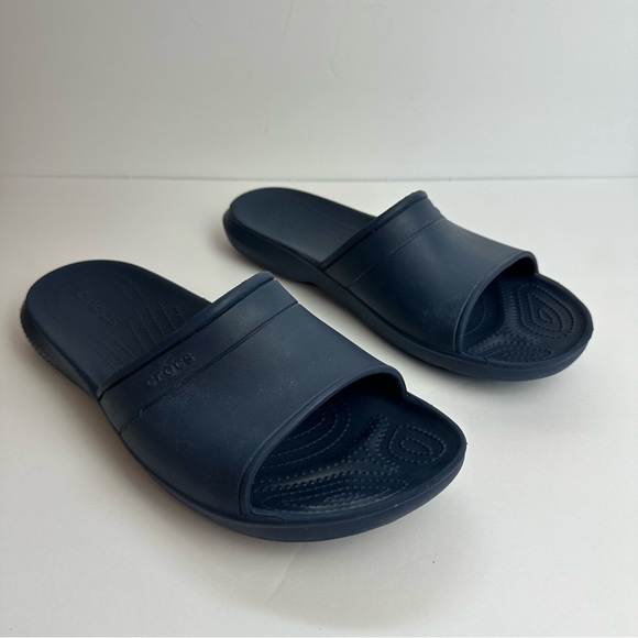 Crocs Iconic Comfort Slides Navy Blue Men’s Size 11 or Women's size 12 Beach - Picture 1 of 9